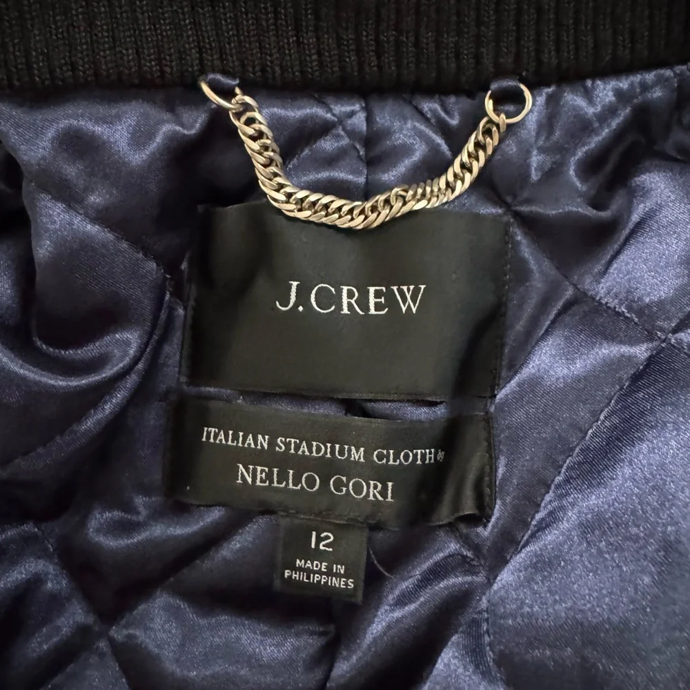J. Crew Italian Stadium Cloth by Nello Gori Cocoon Black Wool Coat Jacket